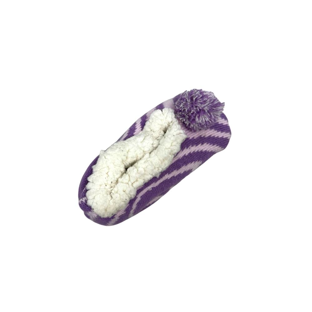 Northeast Outfitters Youth Cozy Cabin Zebra Print Slipper Socks Small Purple